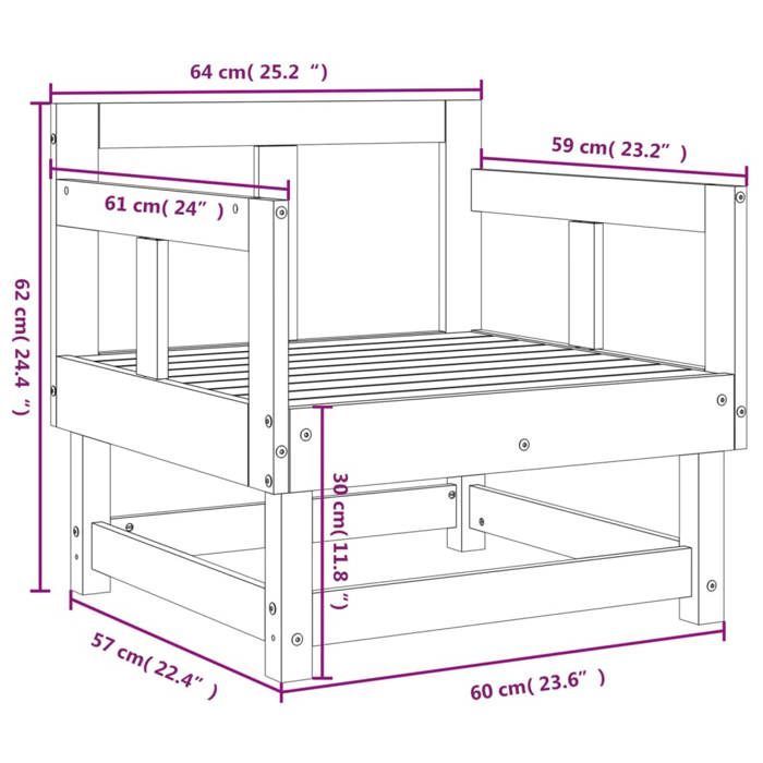 Sillas de jardín vidaXL, 2 unidades, asientos con reposabrazos, sillones con respaldo, muebles de exterior para patio, madera 825387