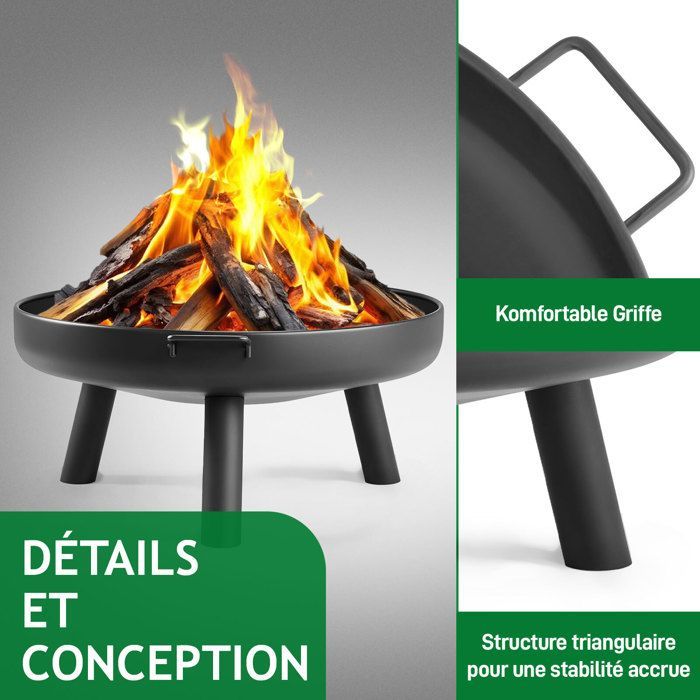 Brasero de jardín de Ø 80 cm, cesta y barril para el fuego, protector contra chispas para calefacción/barbacoa, brasero de madera