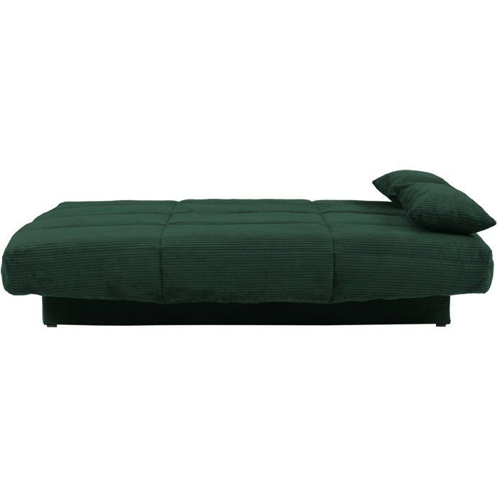 Sofá cama clic-clac - 3 plazas - Con cojines - Tela verde - 190 x 90 x 92 cm - CLEM