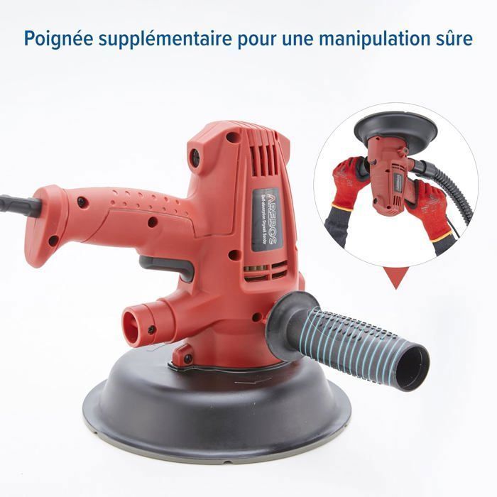 AREBOS Drywall Sander 710W, 6 speeds, integrated dust extraction, ergonomic and versatile for walls and ceilings