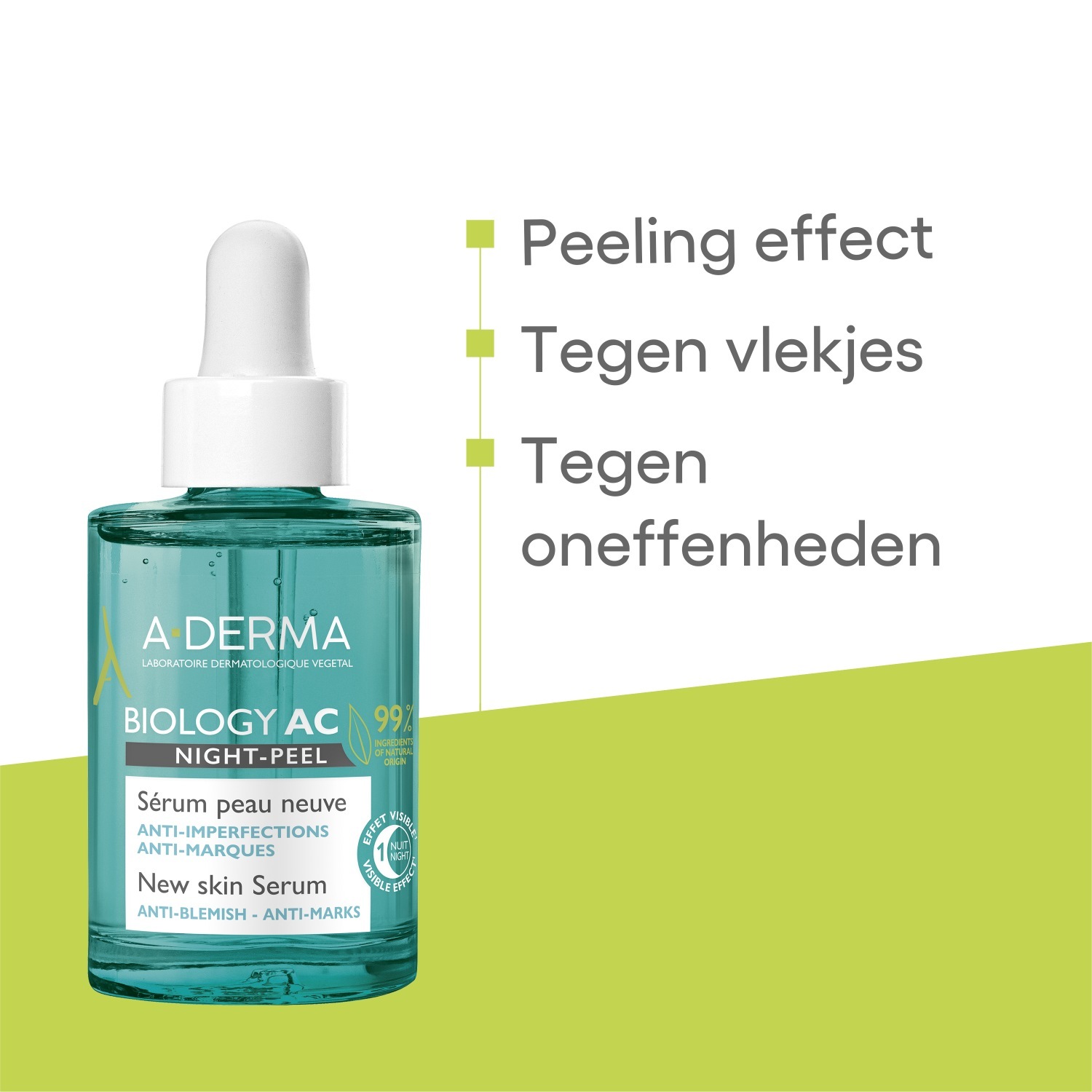 A-DERMA Glowserum Biology AC naktinis šveičiamasis serumas jaunai odai - 30 ml