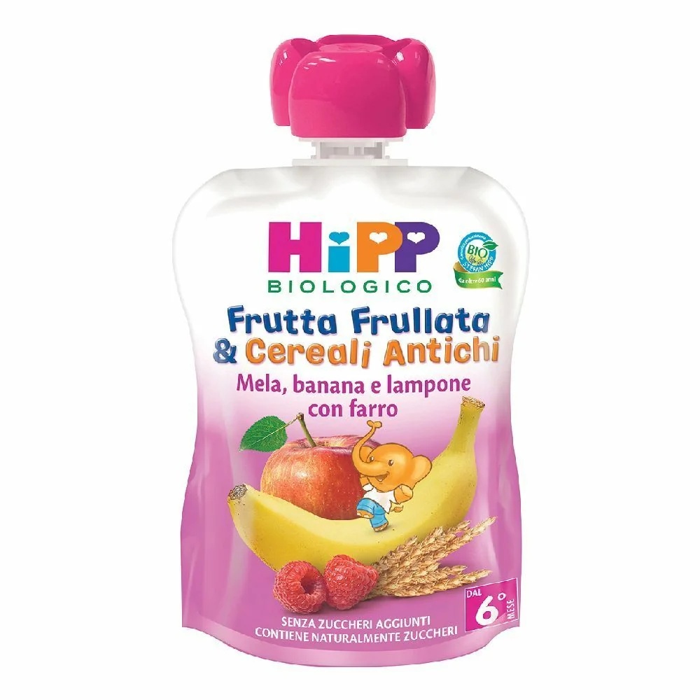 HIPP Fruitmix met koekje: appel, aardbei en bosbes met koekje (90 g)