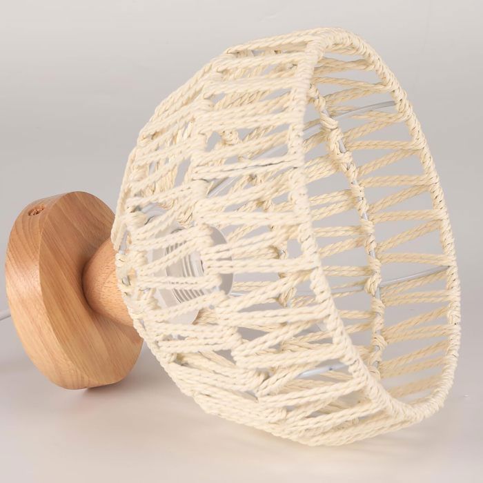 IDEGU Plafoniera industriale, lampada da soffitto vintage a gabbia, lampadario regolabile in legno di rattan bianco, stile rustico per soggiorno e camera da letto