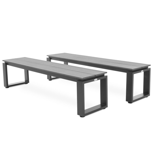 Zestaw 2 ławek ogrodowych aluminiowych 160 cm Pisa szare