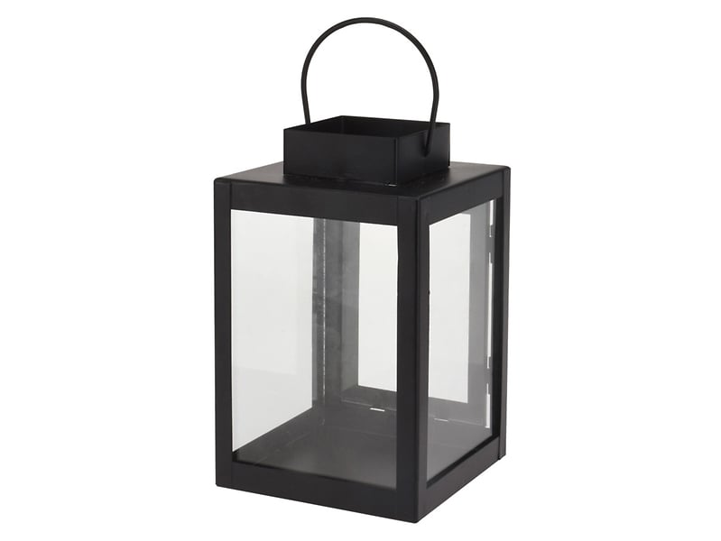 Latarenka metalowa ze szkłem 16 cm czarna