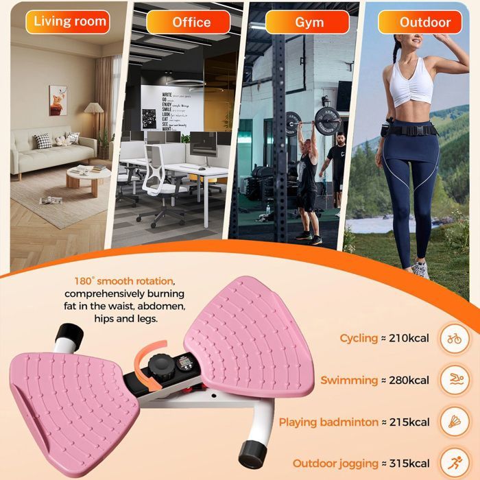 Máquina de torsión de cintura con pantalla LED digital inteligente, capacidad de 136 kg, tabla de torsión para fitness, antideslizante.