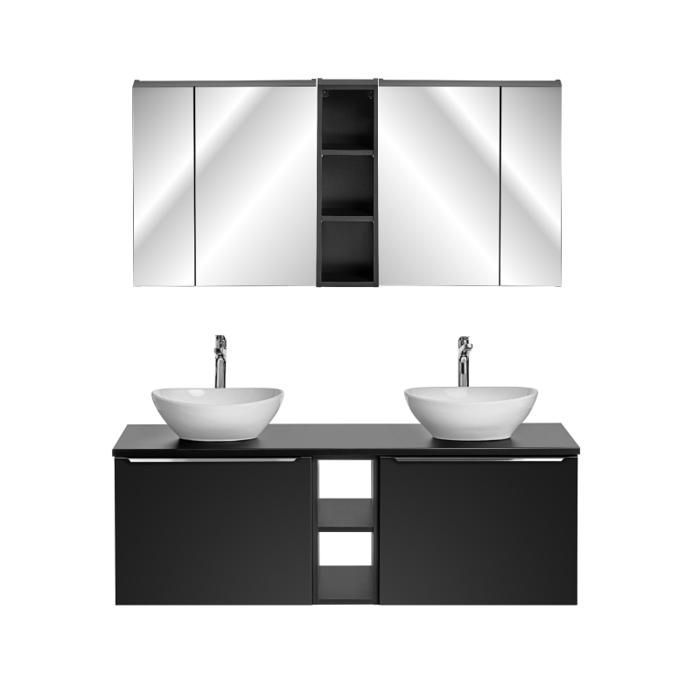 Set baie - GENERIC - Rosario Negru - Chiuvete duble - 140 cm - Design modern