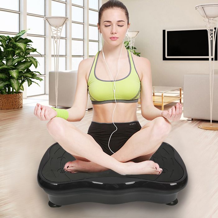 Pedana fitness vibrante oscillante - Schermo LCD - Telecomando - Altoparlanti Bluetooth - 53x35x12 cm - Nero
