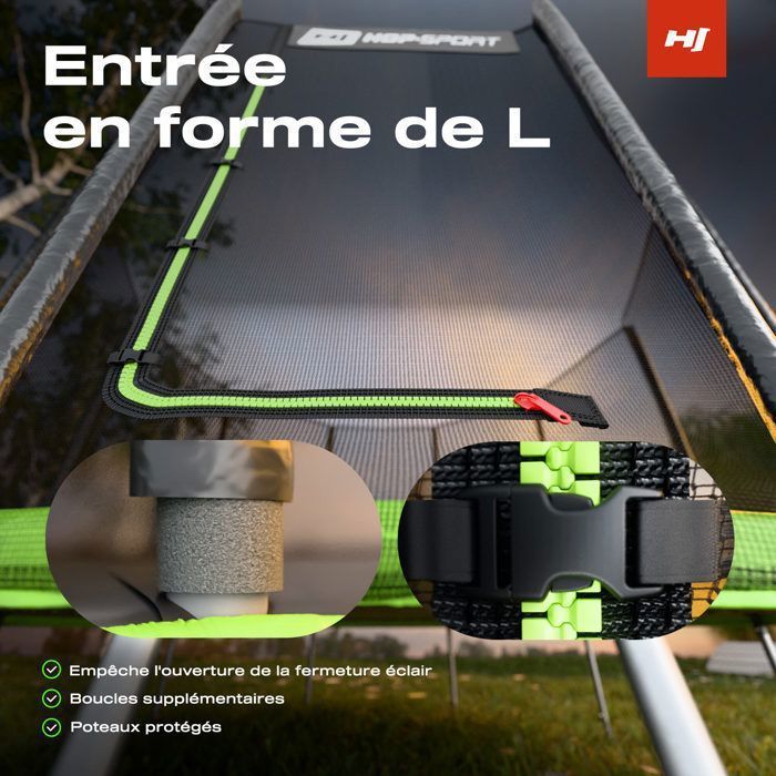 Hop-Sport Trampoline Rond pour Enfants 427cm, Kit Complet Jardin, Filet de sécurité Extérieur, Max. 150kg, Certificat TÜV/GS