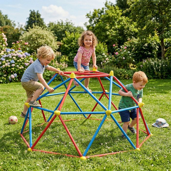 Outsunny – Kletterkuppel für Kinder – Metall – 183 x 183 x 90 cm – Mehrfarbig