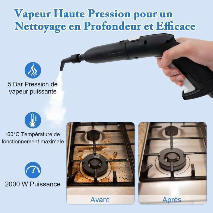 Pulitore a vapore COSTWAY da 2000 W per cimici dei letti, 5 accessori BAR-19, serbatoio da 1,8 l, ruota universale, 160℃, autonomia di 35 minuti, bianco.