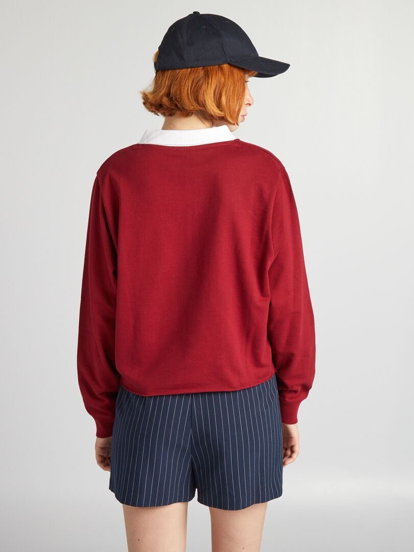 Korte sweater van fleece - ROOD