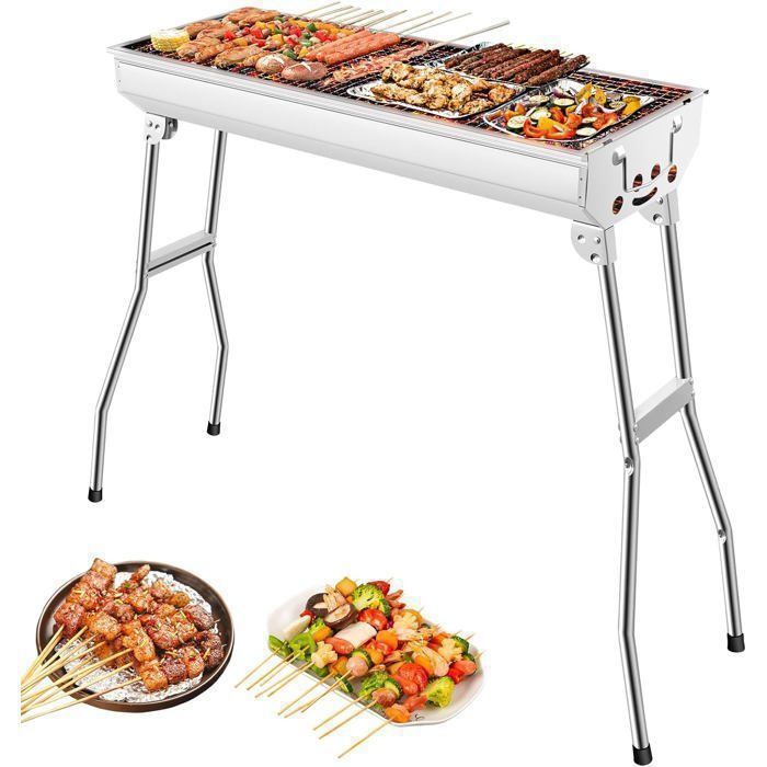 Stainless Steel Charcoal Barbecue, Charcoal Grill, Portable Charcoal Oven, Sturdy - 73 * 33 * 71 cm