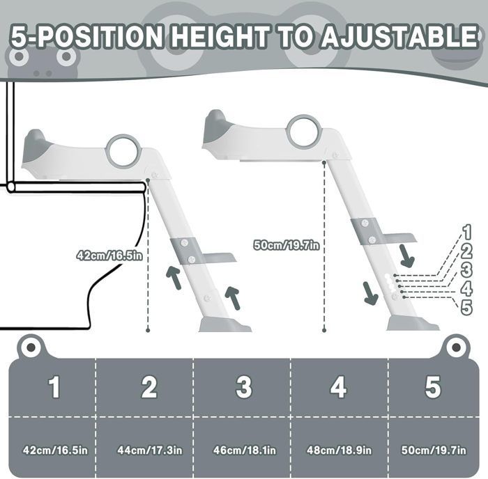 Asiento de inodoro plegable y ajustable para bebés, con escalones anchos y cómodo - GRIS