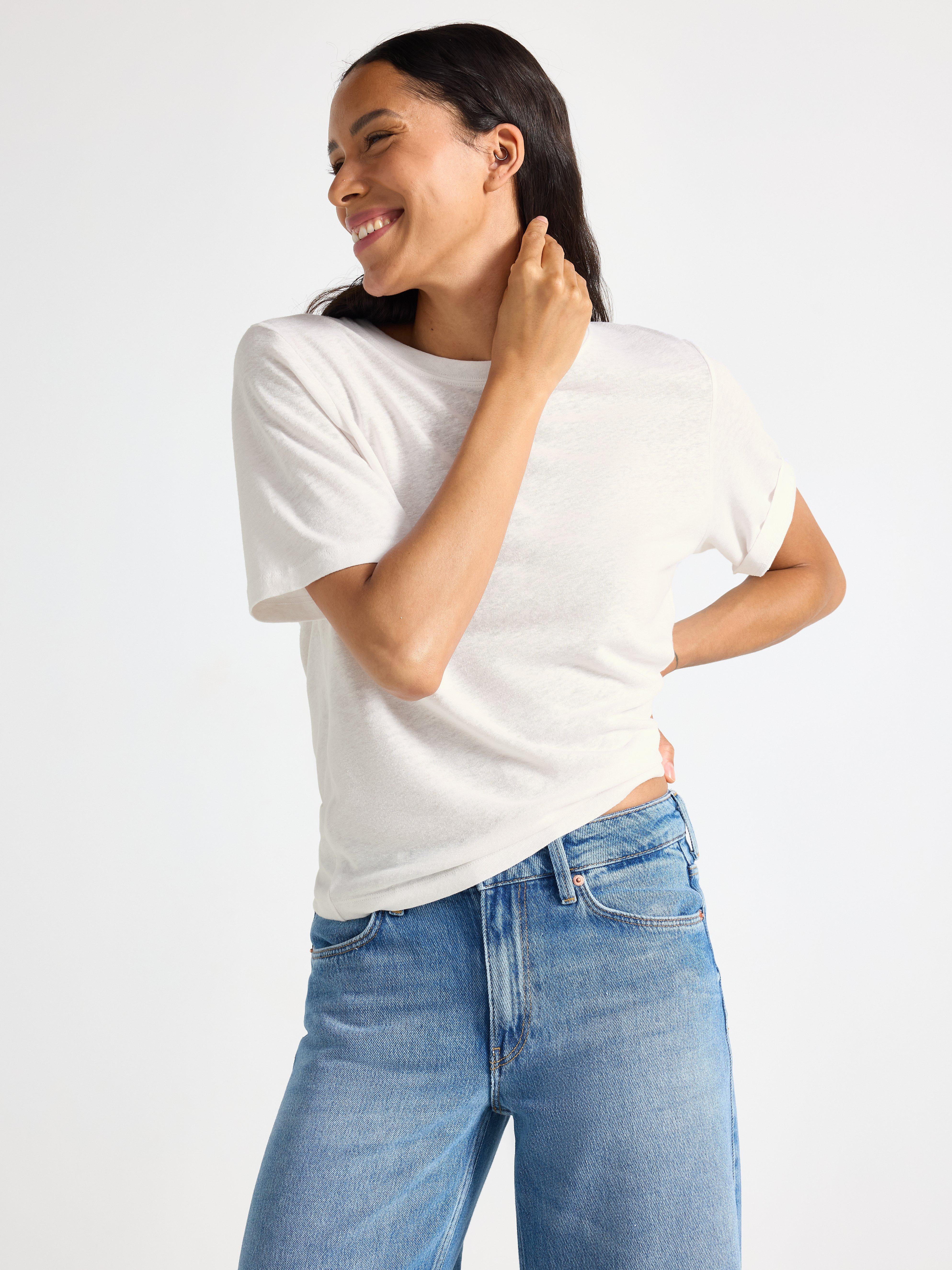 Tricou din amestec de in, alb