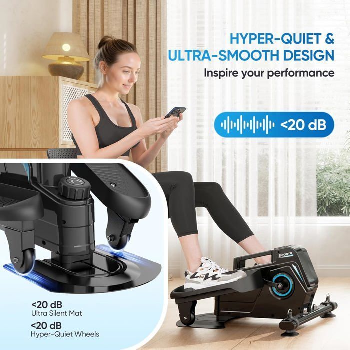 Mini elliptisk træner med 8 modstandsniveauer, LCD-skærm, mini elliptisk cykel til hjemmet