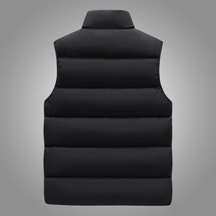 Giacca invernale da uomo senza maniche con collo alto, giacca casual con cerniera, calda tinta unita per autunno-inverno