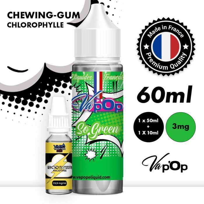 Eliquides 50ml CHLOROPHYLLE So Green Vap'Op 0mg + booster 10ml 19,9mg (60ml)