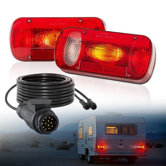 Luces ovaladas para remolque, 2 unidades, 12 V - VEVOR - Luces traseras/de freno, etc. - Kit de iluminación impermeable para remolque con arnés de cableado