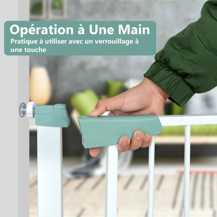 COSTWAY Extendable Baby Safety Gate, Wide 80-132 cm, Double Locking System, Automatic Push-to-Close, No Drilling Required