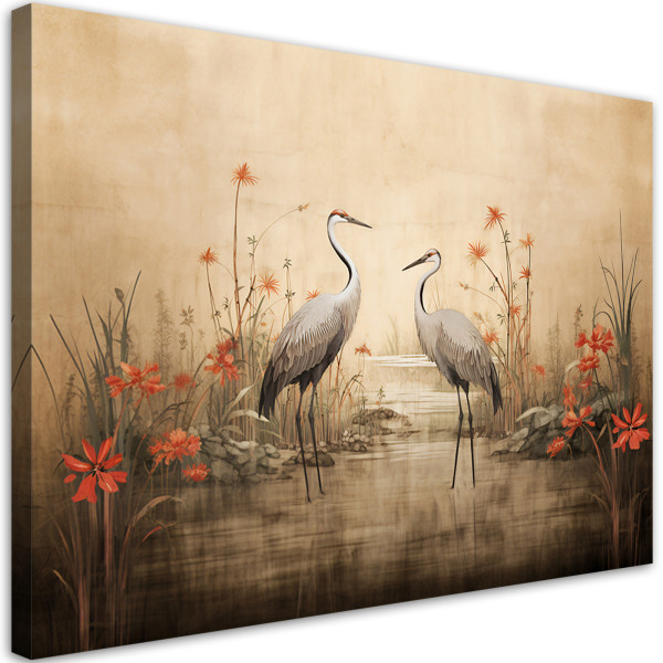 Feeby Obraz na płótnie, Żurawie nad jeziorem 60x40