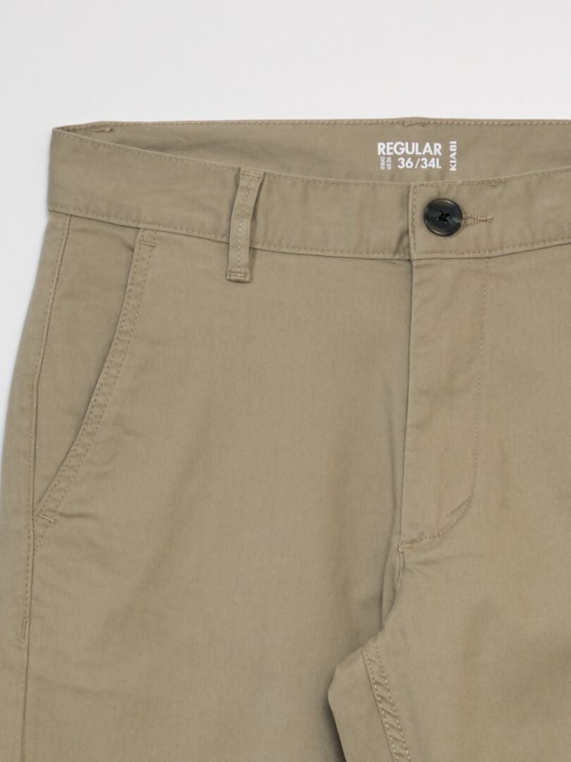 Calça chino de algodão elástico tamanho L34 - BEGE