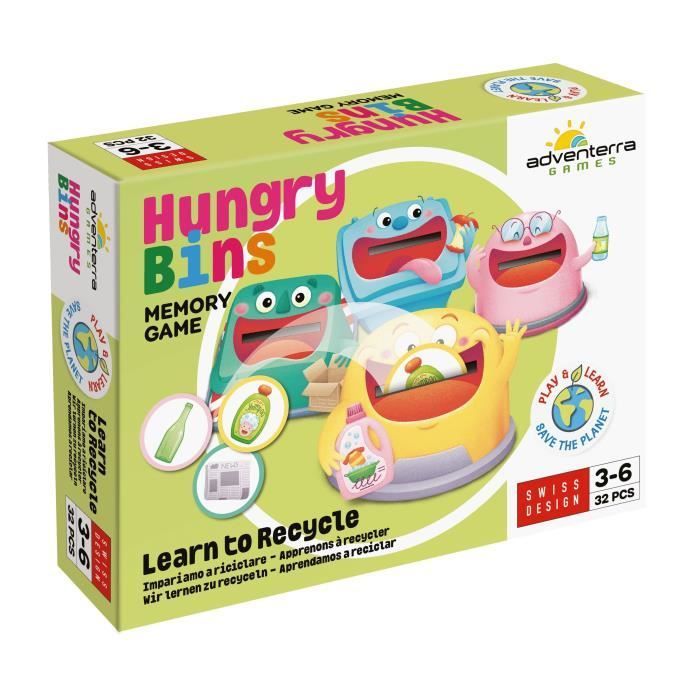 Giochi educativi - GEOMAG - Cestini della fame - Riciclo - Imparare a conoscere i rifiuti - Abbinamento dei colori