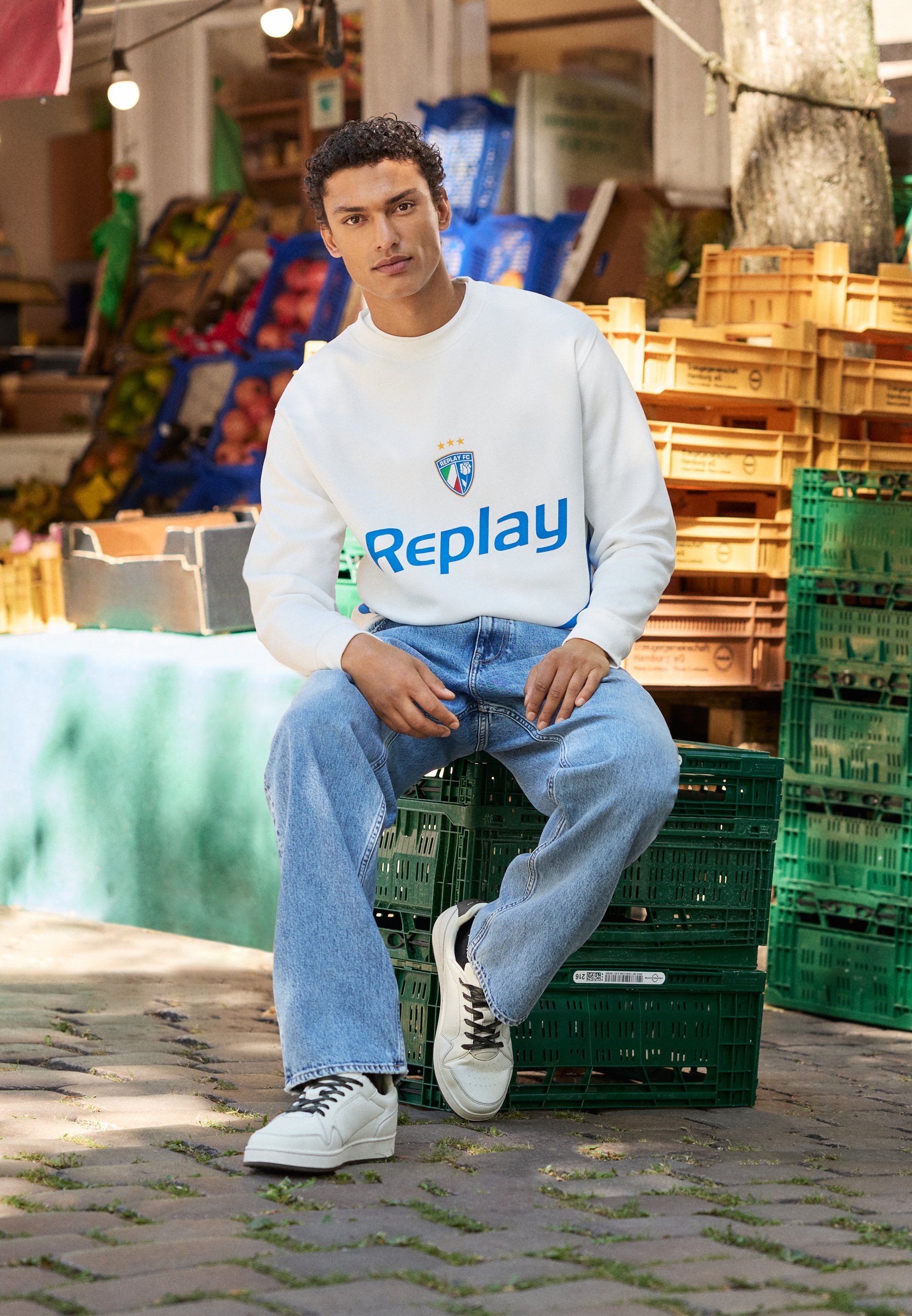 Replay KYRAN PANTS - Baggy Jeans - lichtblauw