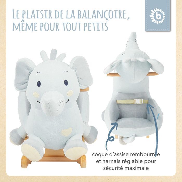 Bieco Tiko Olifant Knuffel | Schommelpaardje Baby Schommelpaardje Kinder Schommelpaardje