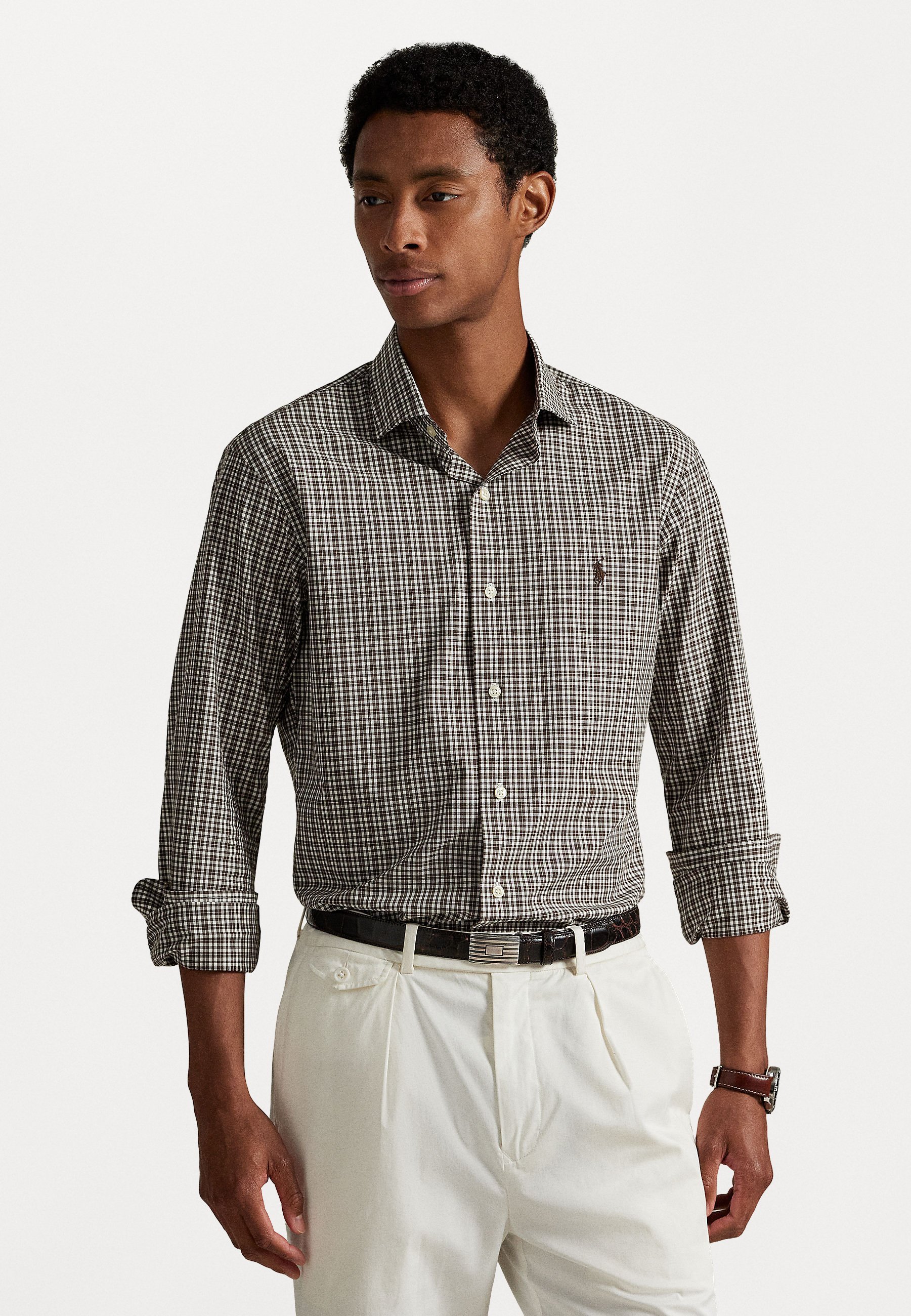 Chemise Polo Ralph Lauren coupe personnalisée à carreaux en popeline stretch - Chemise - marron multicolore