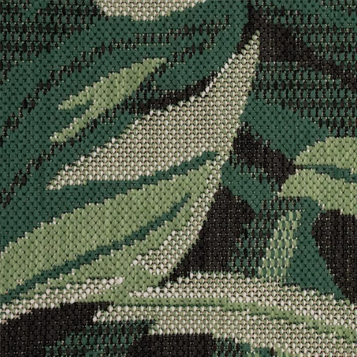 Paco Home Tapis Exterieur Terrasse Salon Cuisine Motif Boho Jungle Palmiers Noir Vert 120 cm rond