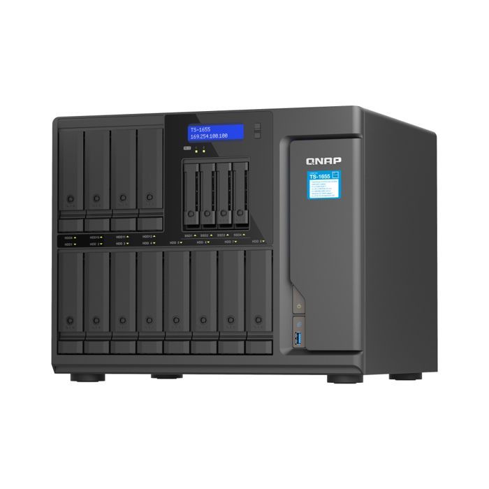 Server NAS - QNAP - TS-1655-8G - 16 alloggiamenti - 8 GB RAM - 2,5 GbE - Alimentatore 550 W - Nero
