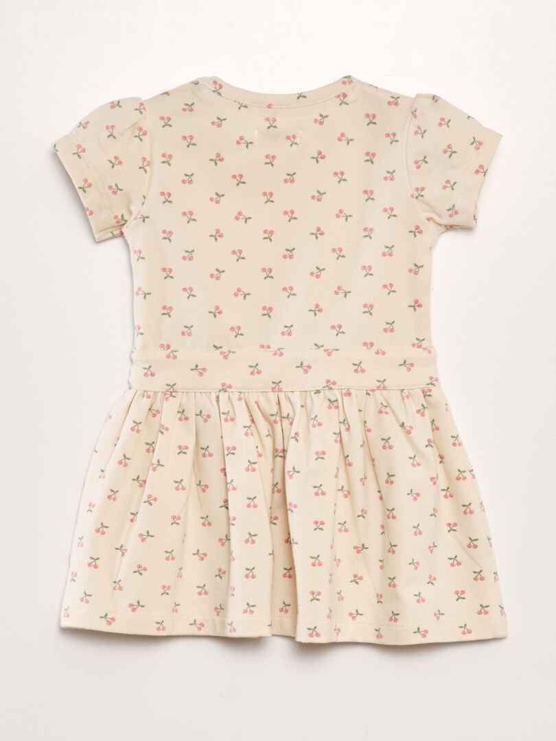 Vestido evasê estampado - BEGE