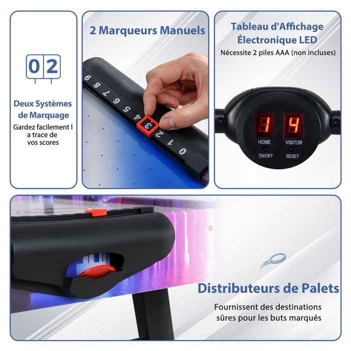 Mesa de hockey de aire DREAMADE para niños y adultos, mesa de juegos arcade de 144 cm con marcador digital LED.