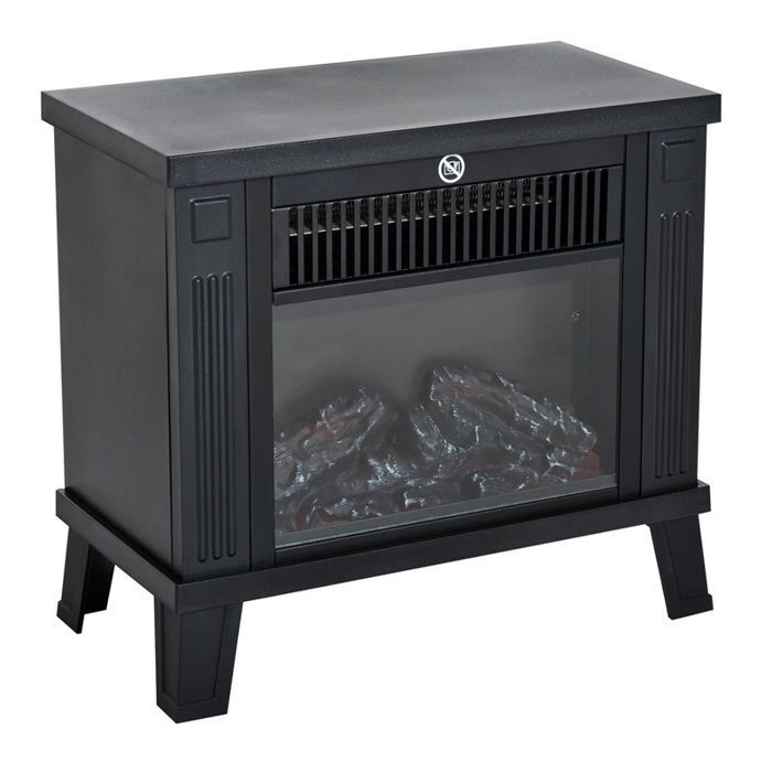Chimenea eléctrica, 600/1200W, metal negro, 34x17x31 cm, para noches confortables.