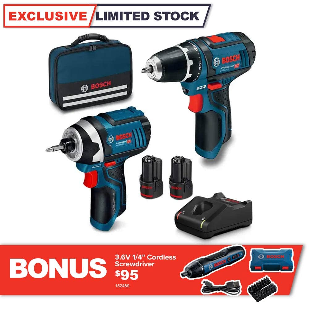 Conjunto Combinado BOSCH 12 V 2 peças 2 x 2,0 Ah 0615990L1G