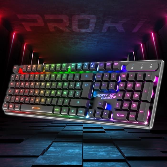 Gaming-Tastatur - SPIRIT OF GAMER - PRO K1 - Halbmechanisch - Hintergrundbeleuchtet - Französisches AZERTY-Layout