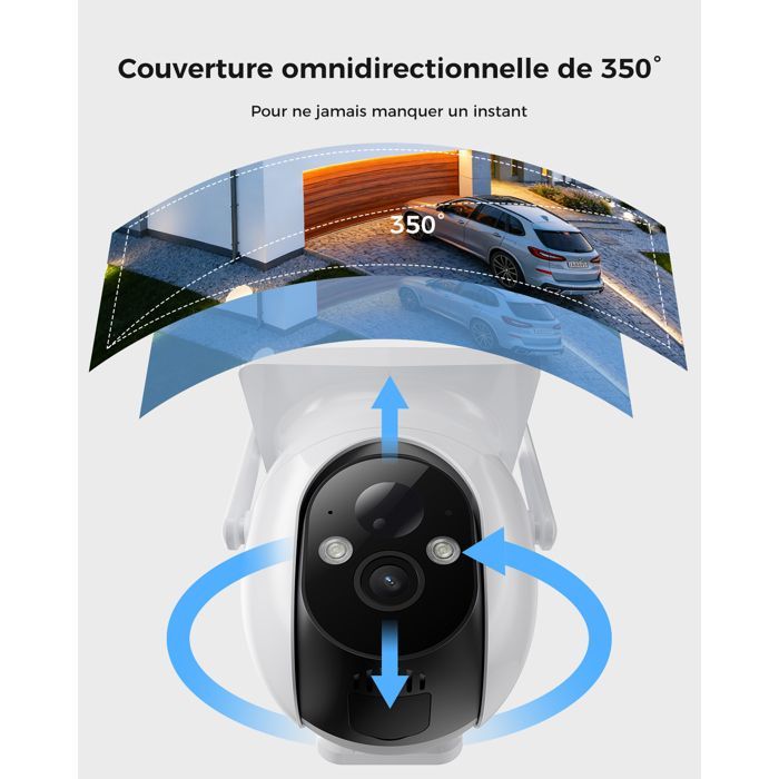 Cámara de seguridad solar inalámbrica para exteriores Konsoefuly® con panel solar BC 2K HD de 3 MP, detección PIR, clasificación IP65 para jardín y hogar.