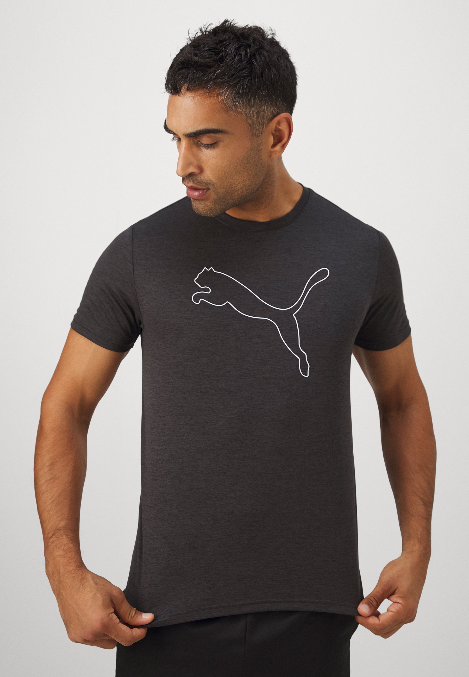 Puma ESSENTIAL CAT TEE - Sport T-shirt - zwart gemêleerd
