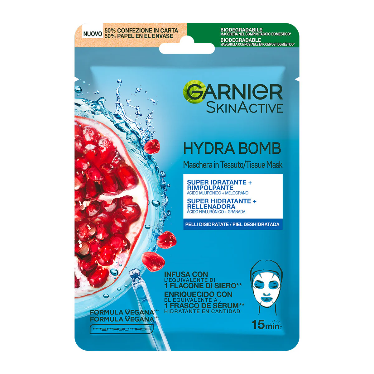 Skin Active Maschera in Tessuto Hydra Bomb Idratante Energizzante - Maschera Idratante viso