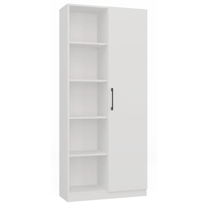 VILLME - Minimalistische design boekenkast - 1 deur + 10 planken - 80x30x182 cm - Opbergmeubel