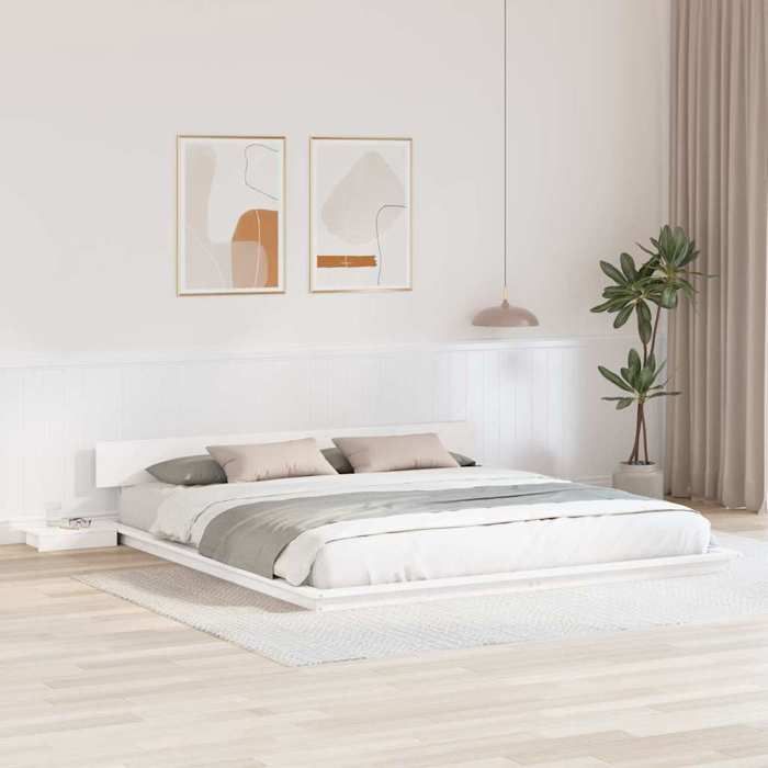Cama doble CHIC para adultos - Estructura de cama de 200 x 200 cm, color blanco, madera #Sara90265