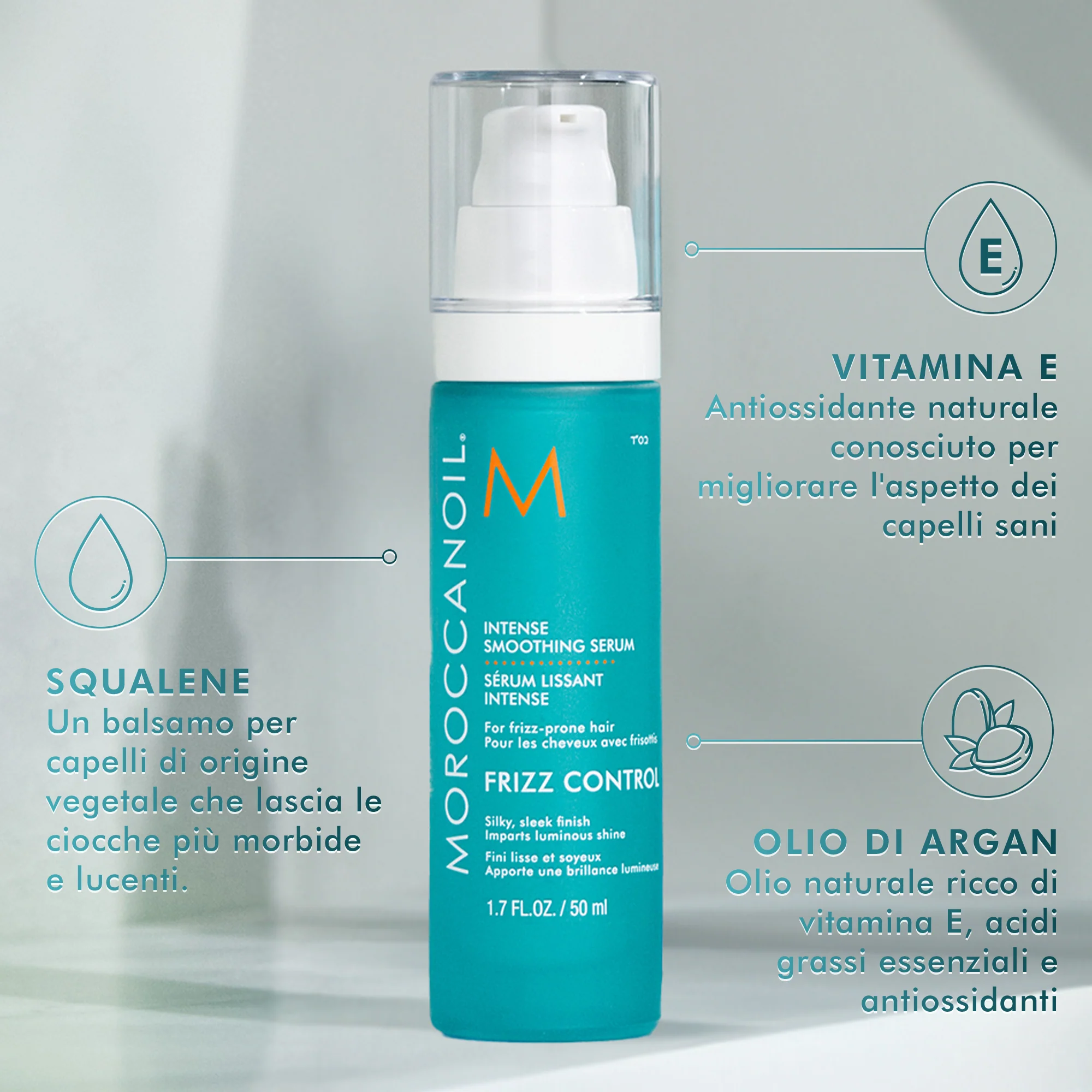 Frizz Control Intense Smoothing Serum - Siero Capelli Styling & Finish