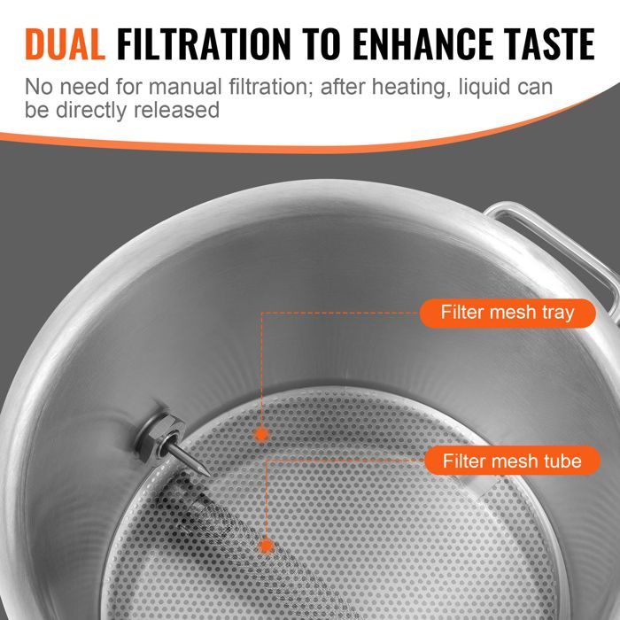 Pentola per birra Duoku da 5 galloni in acciaio inox - Bollitore a triplo strato - Accessori per la produzione di birra in casa - Coperchio
