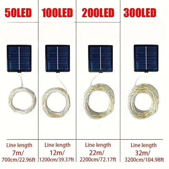 Luci a stringa solari - 200 LED - 22 m - Multicolore - 8 modalità - Illuminazione per esterni