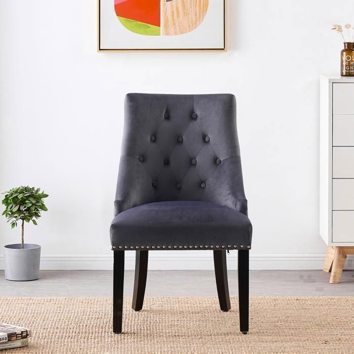 4er-Set Samt-Esszimmerstühle mit Rückenlehne – Designerstil, Holzbeine – Ess- und Wohnzimmer