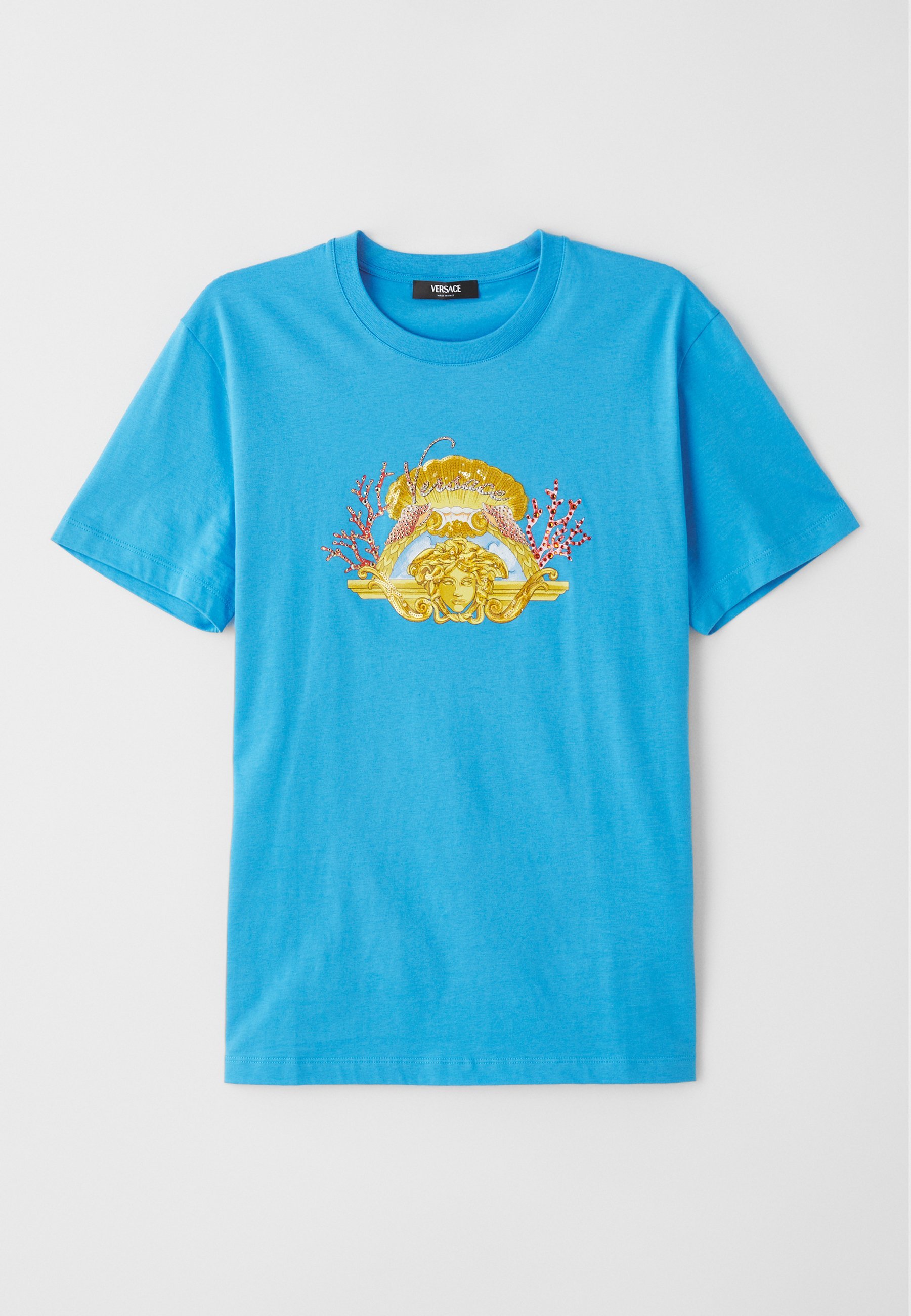 Versace HOTFIX FOUNTAIN CREST EMBROIDERY - T-shirt met print - felblauw