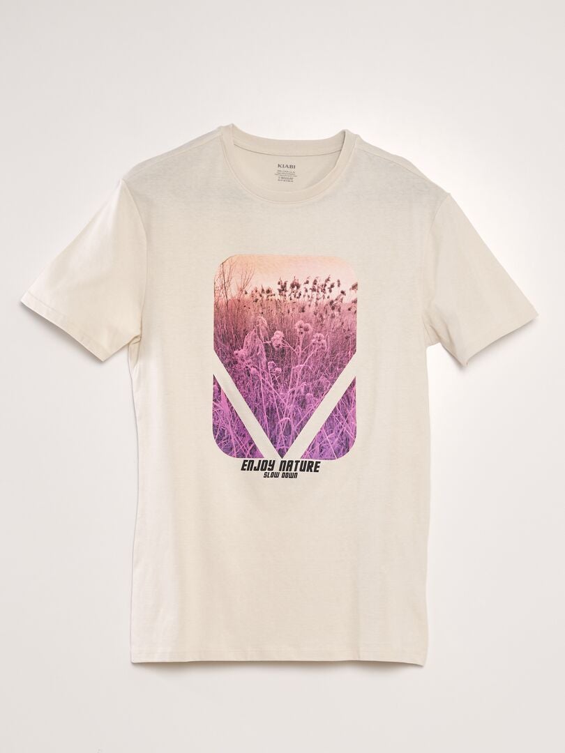 Bedrukt T-shirt - BEIGE