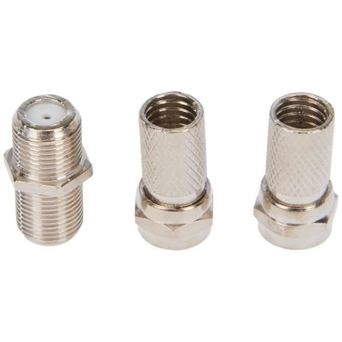 Vrouwelijke F-adapter - LEGRAND - 091023 - Inclusief 2 mannelijke stekkers - Voor coaxkabel - Geschikt voor gebruik binnenshuis