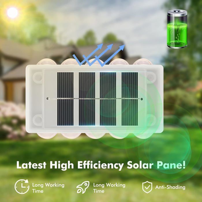 10 luces solares LED para exteriores, resistentes al agua IP65 - Iluminación directa para jardín, valla, puerta, entrada de vehículos - Paquete de 4
